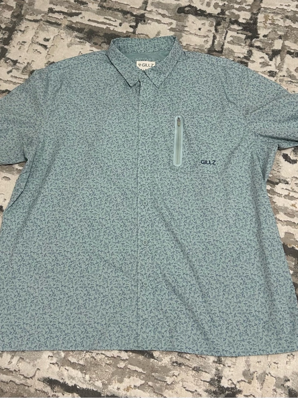 Men's Gillz Light Blue Short-Sleeve Button-Up Shirt